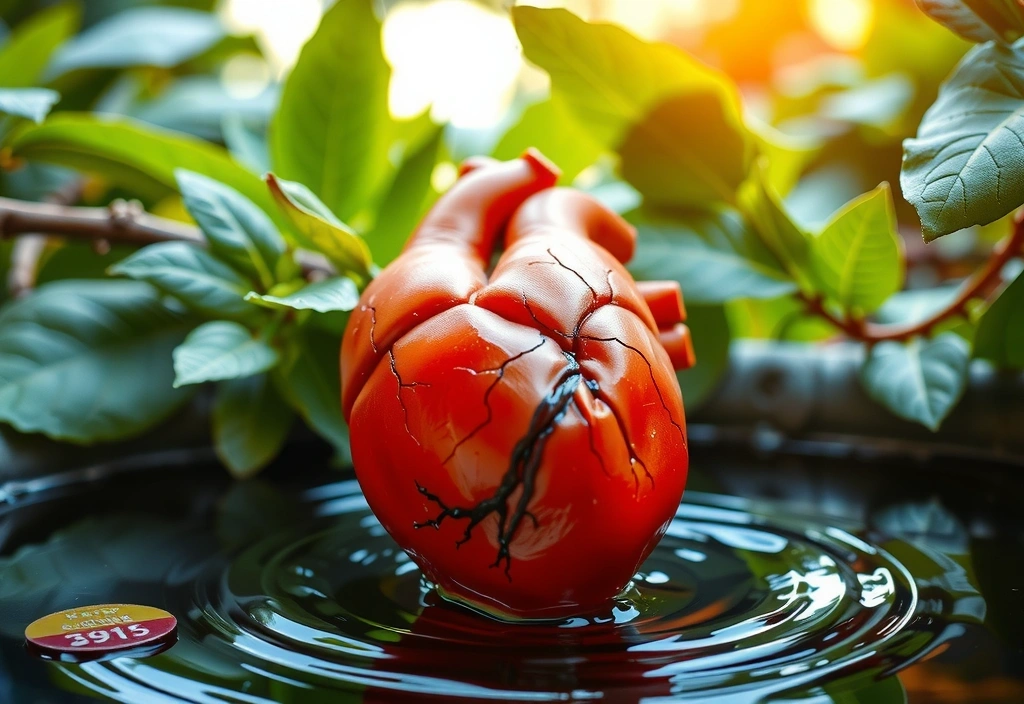 Corazón sano y fuerte, rodeado de elementos naturales, representando la salud cardiovascular.